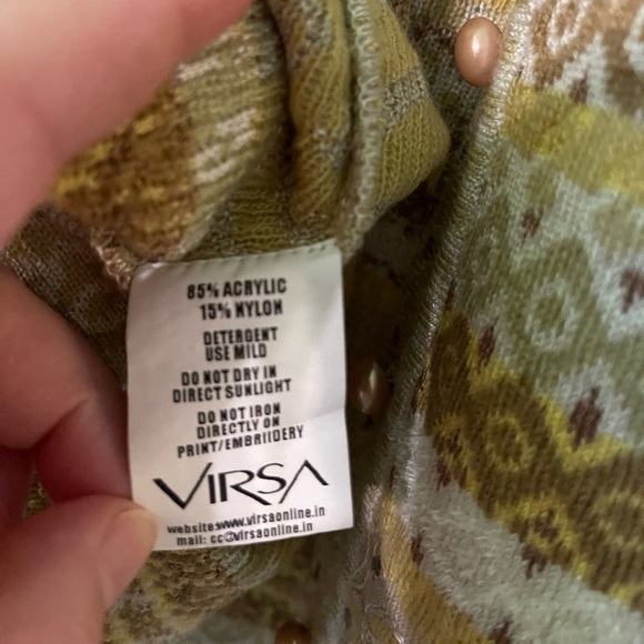 EUC Stylish Beige and Yellow Embellished Cardigan Size XXL - Picture 5 of 11